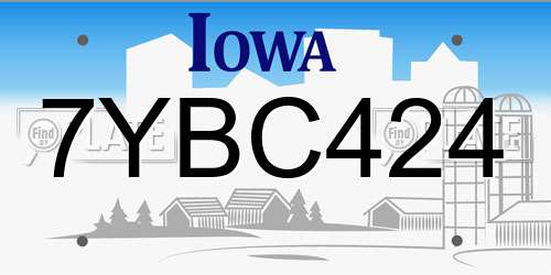 7YBC424 Iowa License Plate