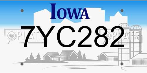 7YC282 Iowa License Plate