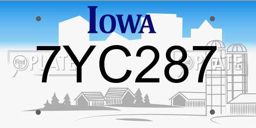 7YC287 Iowa License Plate