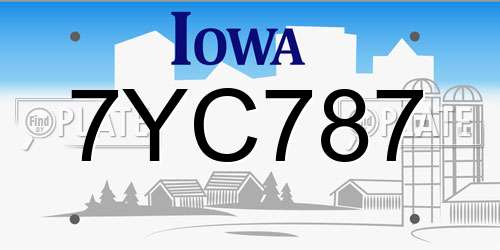 7YC787 Iowa License Plate