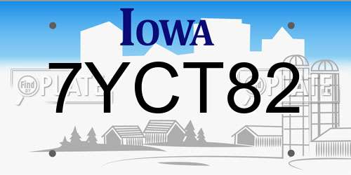 7YCT82 Iowa License Plate
