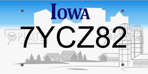 7YCZ82 Iowa License Plate