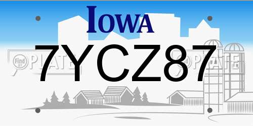 7YCZ87 Iowa License Plate