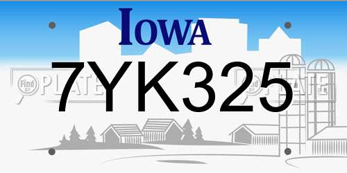 7YK325 Iowa License Plate