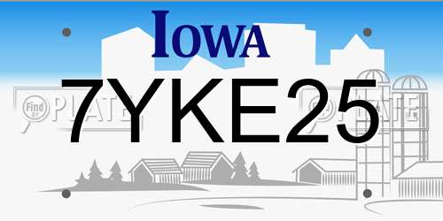 7YKE25 Iowa License Plate