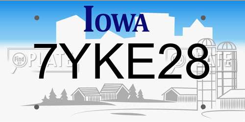 7YKE28 Iowa License Plate