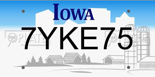 7YKE75 Iowa License Plate