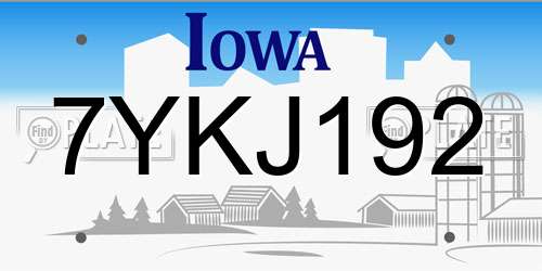 7YKJ192 Iowa License Plate