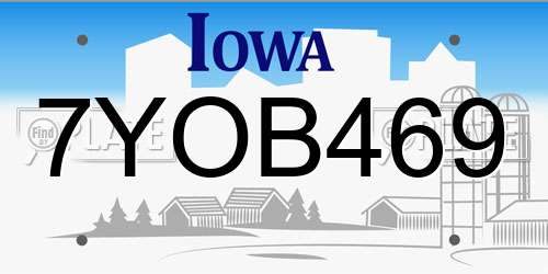 7YOB469 Iowa License Plate