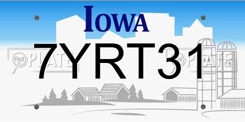 7YRT31 Iowa License Plate
