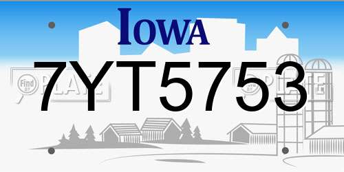 7YT5753 Iowa License Plate