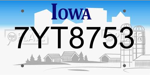 7YT8753 Iowa License Plate