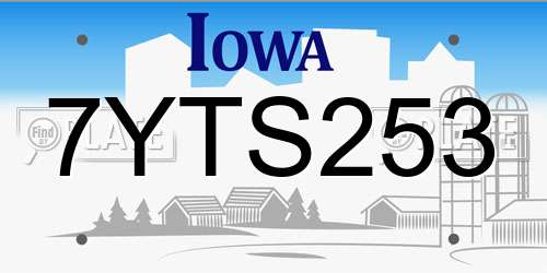 7YTS253 Iowa License Plate