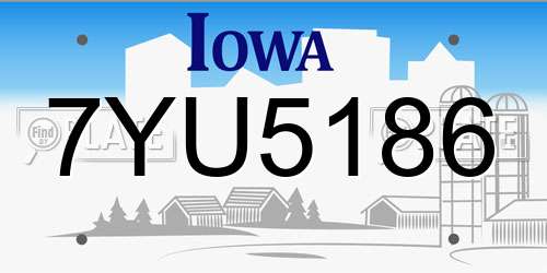 7YU5186 Iowa License Plate