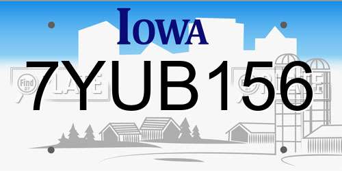 7YUB156 Iowa License Plate