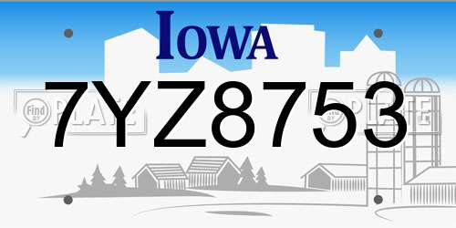 7YZ8753 Iowa License Plate