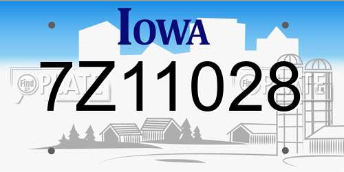 7Z11028 Iowa License Plate