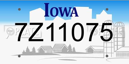 7Z11075 Iowa License Plate