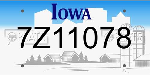 7Z11078 Iowa License Plate
