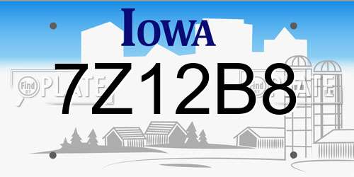 7Z12B8 Iowa License Plate