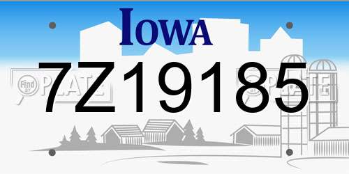 7Z19185 Iowa License Plate