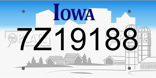 7Z19188 Iowa License Plate
