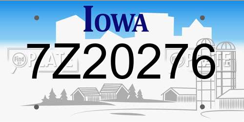 7Z20276 Iowa License Plate