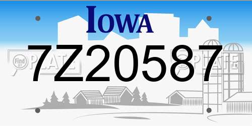 7Z20587 Iowa License Plate