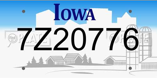 7Z20776 Iowa License Plate