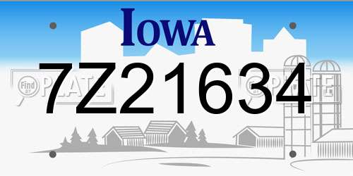 7Z21634 Iowa License Plate