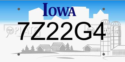 7Z22G4 Iowa License Plate