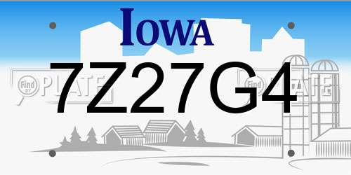 7Z27G4 Iowa License Plate