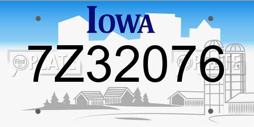 7Z32076 Iowa License Plate