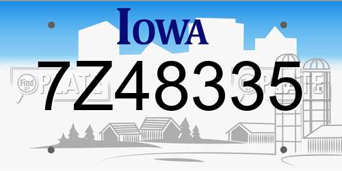 7Z48335 Iowa License Plate