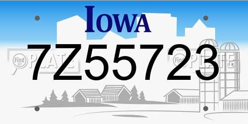 7Z55723 Iowa License Plate