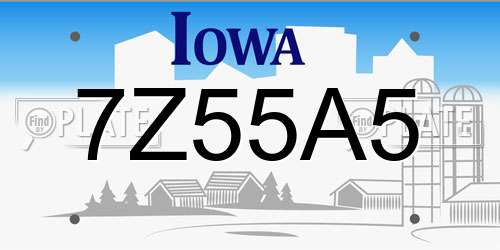 7Z55A5 Iowa License Plate