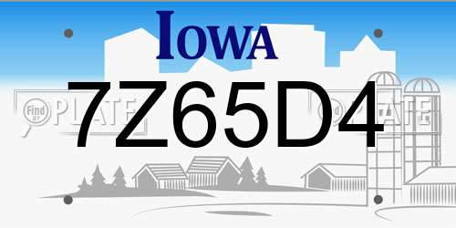 7Z65D4 Iowa License Plate