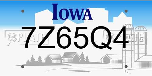 7Z65Q4 Iowa License Plate
