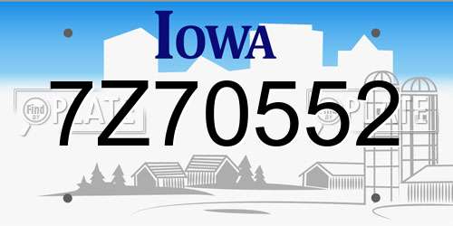 7Z70552 Iowa License Plate