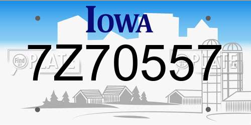 7Z70557 Iowa License Plate