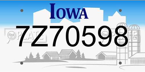 7Z70598 Iowa License Plate
