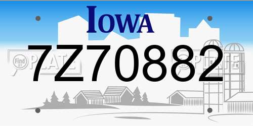 7Z70882 Iowa License Plate