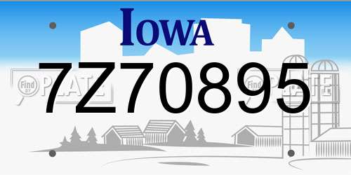 7Z70895 Iowa License Plate