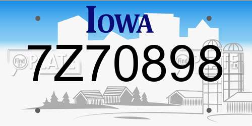 7Z70898 Iowa License Plate