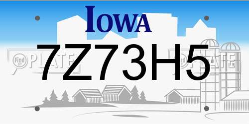 7Z73H5 Iowa License Plate