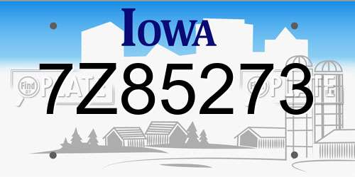 7Z85273 Iowa License Plate