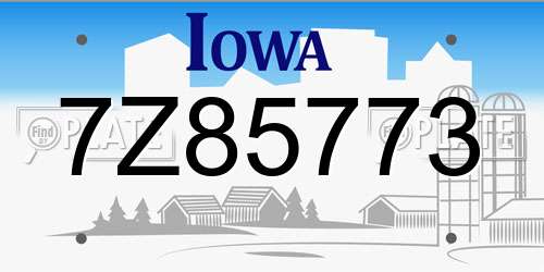 7Z85773 Iowa License Plate