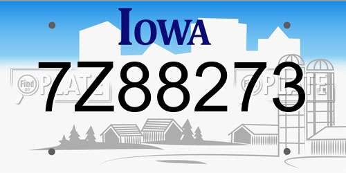 7Z88273 Iowa License Plate