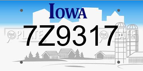 7Z9317 Iowa License Plate