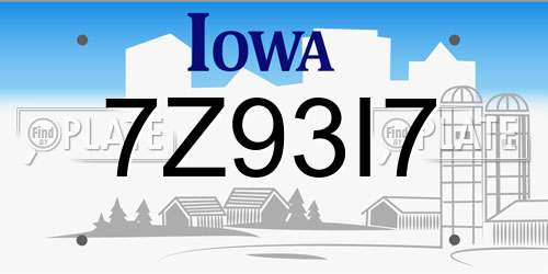 7Z93I7 Iowa License Plate